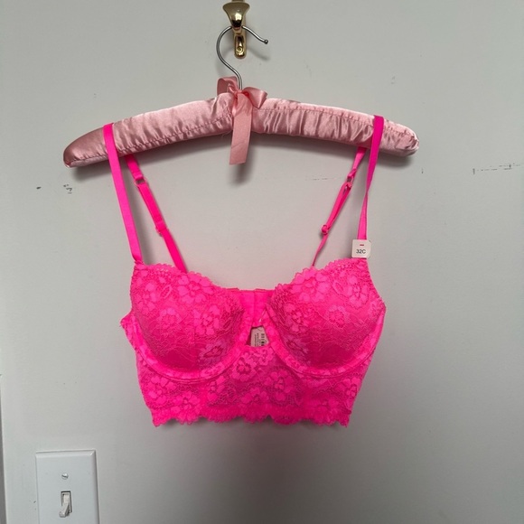 NWT LASENZA Hot Pink Lace Bralette bustier 32C - Picture 2 of 5